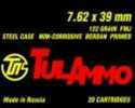 7.62X39mm 20 Rounds Ammunition Tula 122 Grain Full Metal Jacket